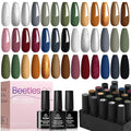 Beetles Gel Nail Polish Set?23 Pcs Burgundy Brown Gold Nude Pink Black White Glitter Gel Polish Kit with Base Matte Glossy Top Coat Soak off UV Gel Nail Polish for Women