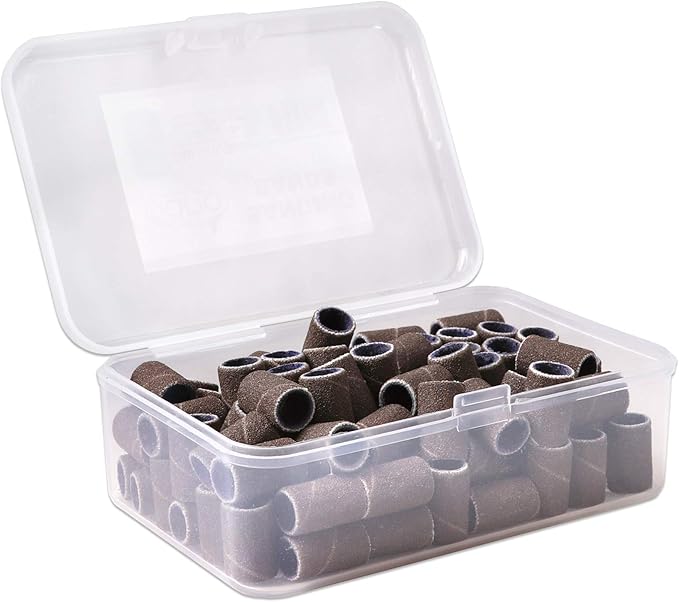 100 Pcs Large Nail Drill Bits Sanding Bands for Nail Drill – Nail File for Acrylic Nail Gel Manicures Pedicure PANA Nail Drill Bits (Sanding Bands Variation 01) (240 Grit, Large Brown)