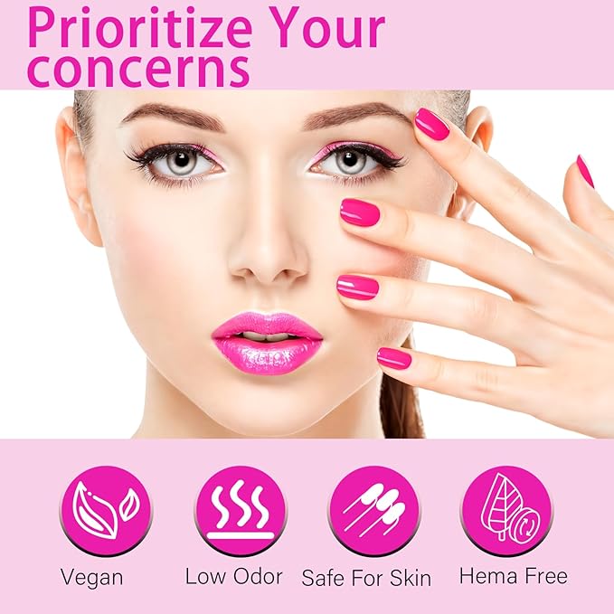 15ml Hot Pink Gel Nail Polish, Bright Pink Gel Polish, Dark Neon Color Same Color Same Bottle, High Gloss U V Soak Off Nail, DIY Sparkle Manicure Salon