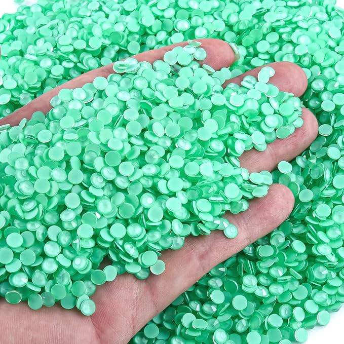 Blinginbox Flatback Rhinestones Round Gems, 1440pcs Luminous Series Glass Stones Neon Gems Non Hotfix Crystal Rhinestones for Nail Charms Crafts Clothes Tumblers,Mac. Emerald Luminous,SS20.
