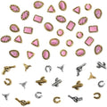 50 PCS Western Nail Charms - Pink Turquoise Nail Gems Stone 3D Vintage Western Art, Retro Pink Marble Cowgirl Charms Gems Metal Gold Silver Art Jewelry Gifts for Women DIY