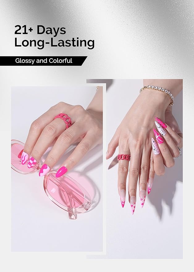 MelodySusie Thick Gel Polish Kit- 2 Pcs 15ml Neon Pink & Macaron Pink Colors Polish Set Gift for Women Nail Art Manicure Salon Diy at Home Christmas Gift-027+012