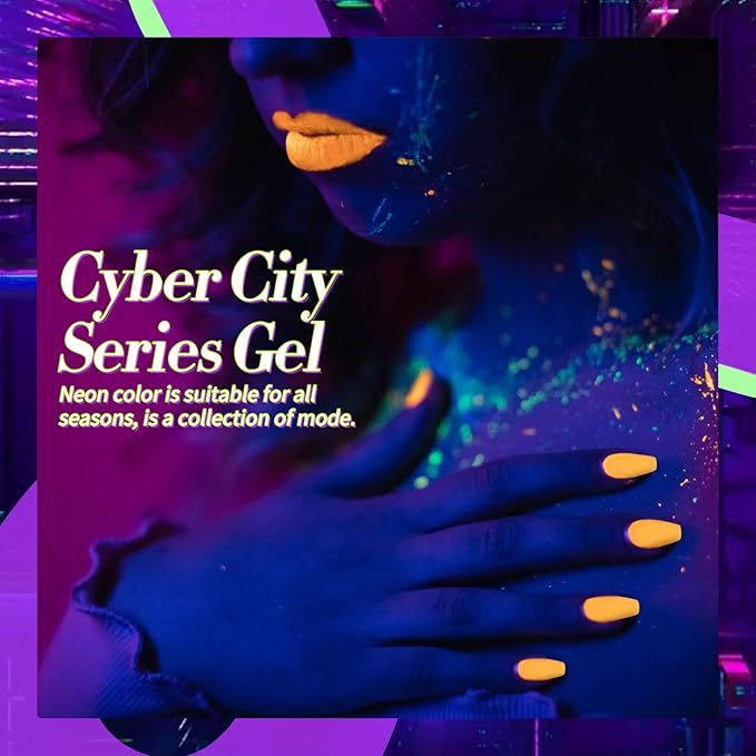 Born Pretty Neon Gel Nail Polish Set 6 Colors Spring Summer Luminous Glow in Dark Gel Polish Fluorescent Orange Hot Pink Blue Yellow Green Purple Gel Nail Polish Set 7ML