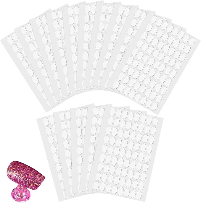 1500 Pcs False Tip Double Sided Adhesive Tapes, Clear Pre-Cut Nail Display Strips, Press on Fingernail Stickers for Manicure Nail Art Holder