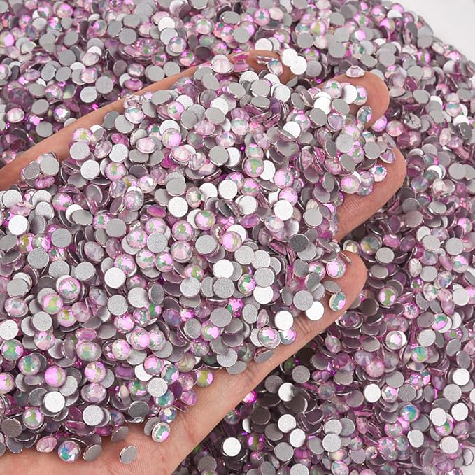 Blinginbox Rhinestones for Crafting,Flatback Rhinestones Glass Gems Stones Round Gemstones Non-Hotfix Crystal for Crafts Nail Decoration,Pinkish Crystal(6.4-6.6mm) SS30/288pcs