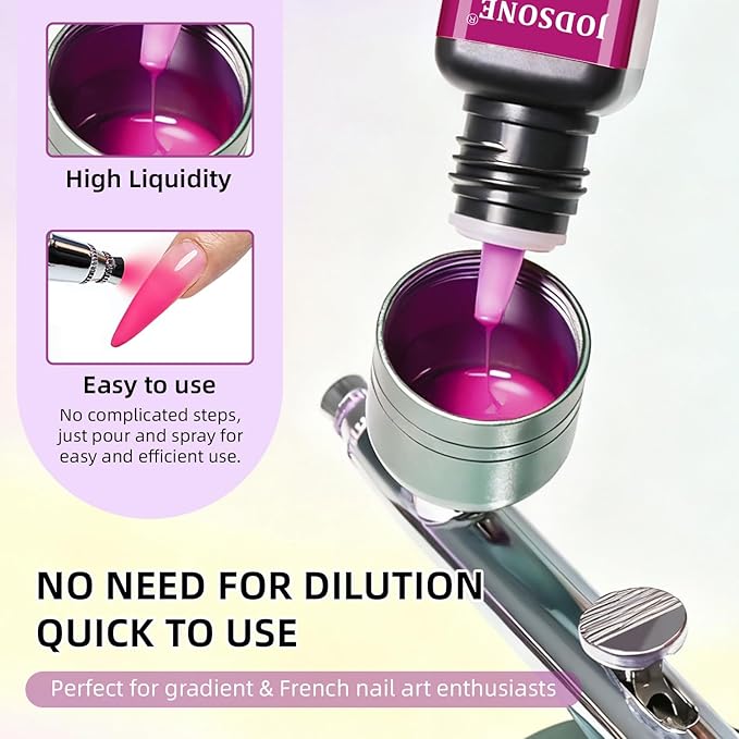 JODSONE Airbrush Gel Nail Polish Set 20 Colors No Dilution Strong Coverage for Ombre French Nail Art Design Nail Airbrush Paint Gel Nail Polish Ideal for Home Salon Use