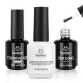 Beetles 3Pcs 15ml Gel Polish Top Coat Base Coat and Liquid Peel Off Latex Set No Wipe Base Top Coat Soak Off Uv LED Nail Lamp Finish Nails Cuticle Guard Nail Art Design Manicure Kit Nail Shine Gifts