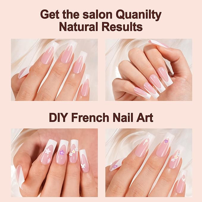 Vansiho Deep French Gel Nail Tips, 150Pcs Long Square Soft Gel Nail Tips, Pink French Tips Press on Nails, Fake Nails for Nail Art DIY 15 Sizes