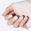 Modelones Extra Short Press on Nails,Sheer White Semi-Transparent Squoval Fake Nails, Reusable Nail Kit with Nail Glue Adhesive Tabs Mini Nail File, Nails Press Ons 32Pcs 16 Sizes, Women Girl Gift
