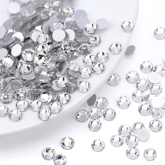Novani Crystal Rhinestones, Flatback Loose Gemstones 1440pcs Glass Rhinestones for Clothes Shoes Crafts Makeup Nail Art and DIY Decorations(SS12, Crystal Clear)