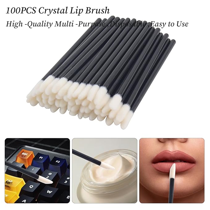 300 PCS Eyelash Extension Supplies Kit, Disposable Lash Spoolies Brushes Micro Swab Brushes Mascara Wand Lip Brushes for Eyelash Extension Tattoo Lipstick Applicator（Crystal Black Rainbow）