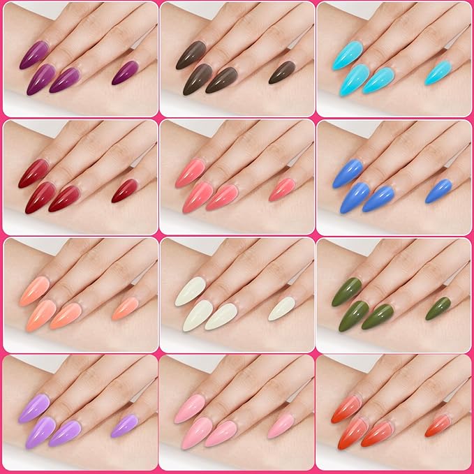 24 Colors Medium Almond Press on Nails Set, 576PCS Bulk Glossy False Nails with Tabs, 12 Sizes Full Cover Acrylic Fake Nails for Women, Long Lasting DIY Nail Art Kit