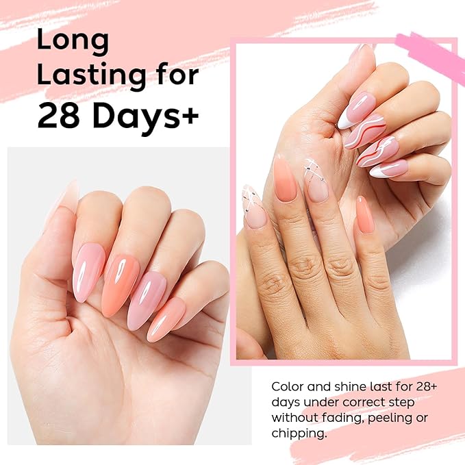 Nicedeco Hema Free Rubber Base Gel Polish for Nails 6 Pcs Cruelty Free Vegan Rubber Gel Nail Strengthener Nude Pink Nail Gel Polish Set 36