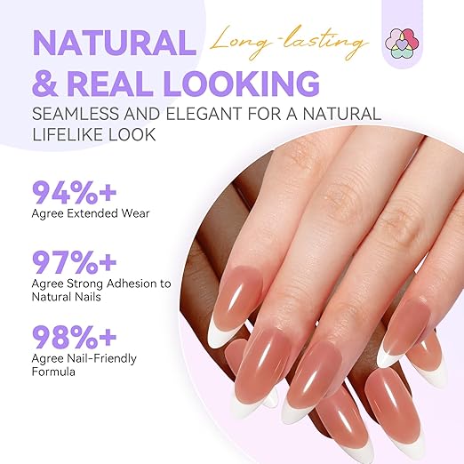 SAVILAND Press On Nails French Tip: 4-In-1 French Gel Nail Tips Pre-Building Medium Almond French Press On Nails 15 Sizes Full Cover Tips for Nails Soak Off Acrylic Fake Nails Extensions Nail Art DIY
