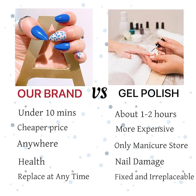 Valentine Blue Short Almond French Press on Nails Flower Pattern Fake Nails DIY for Women and Girls Daily and Party Use Can Glue on Nails Blue Full Cover Acrylic Stick on Nails 24 Pcs Kit