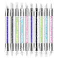 SILPECWEE 10 Pieces Dual Tipped Silicone Nail Tools Nail Art Sculpture Pen Rhinestone Nail Polish Carving Pen Acrylic Nail Brush Nail Art Brushes Nail Painting Kit for Salon DIY
