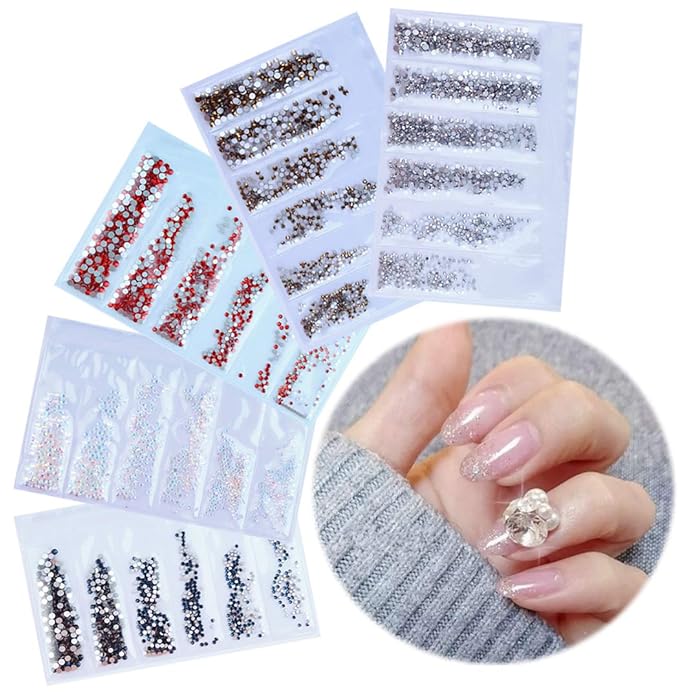 7200 Pieces(6 Grid)5 Pack of Nail Art Rhinestone Decoration Style2
