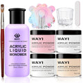Acrylic Nail Kit with Monomer Liquid – 4 Colors Powder, Brush, Crystal Cup, Nail Forms & File | All-in-One Acrylic Extension Set for Beginners & Professionals