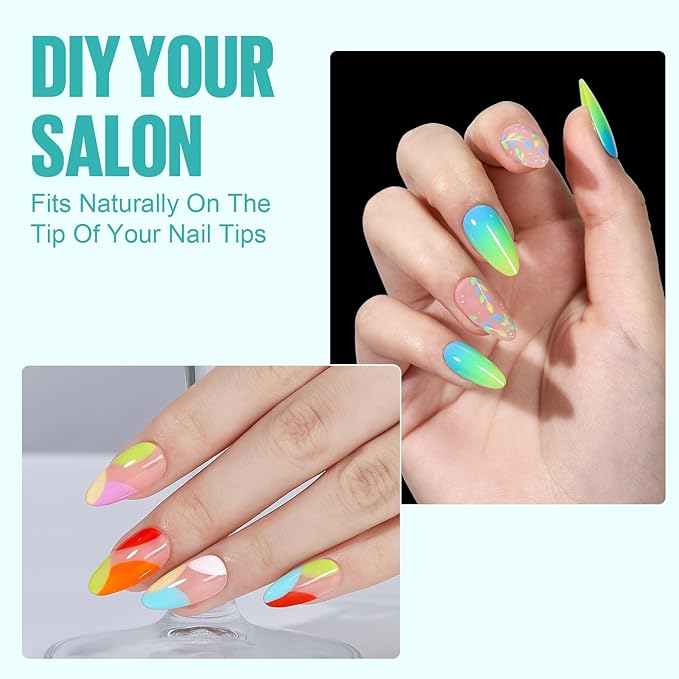 TOMICCA Almond Nail Tips, Medium Almond Acrylic Nail Tips, 216Pcs Full Cover Clear Nails, Nail Extension Tips for Nail salon and DIY at Home