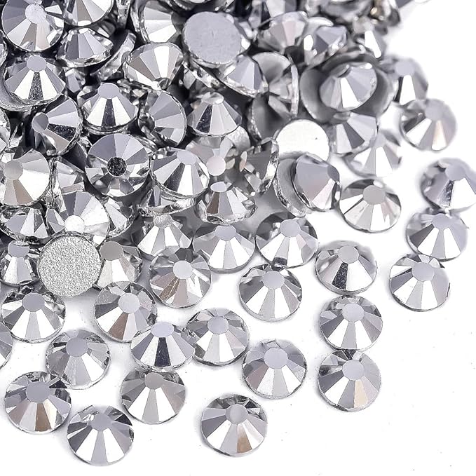 Blinginbox 1440Pieces SS10/2.7-2.9mm Flat Back Crystal Rhinestones Round Gems for Nail Art,Mine Silver