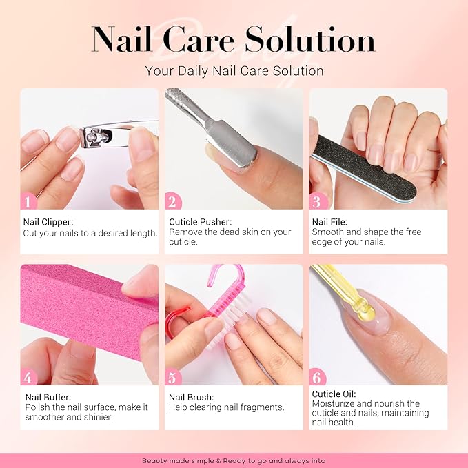 AZUREBEAUTY Nail Soaking Bowl, Soak Off Dip Powder Gel Polish Remover, Manicure Bowl for Hand with 15ml Cuticle Oil Nail Art Tools, Nail Brush, Cuticle Pusher, Cuticle Peeler, Nail File Buffer