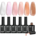 Beetles Sheer Elegance Nude Gel Nail Polish Set - 6 Colors Jelly Gel Polish Kit Milky White Nude Pink Brown Nail Concealer Translucent Effect Soak Off Uv French Nail Art Gift for Women