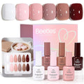 Beetles Gel Nail Polish Set – Coffee Time 6 Colors Neutral White Pink Nude Brown Gel Polish Collection, Soak Off UV LED Gel Long Lasting Glossy Finish 15ml Each Gift for Women