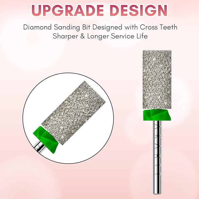 Makartt Nail Drill Bits - Large Barrel Carbide Diamond Sanding Bit for Gel Nails Polish Remove, Upgrade Drill Tips with Cross Teeth and Dust-Proof Ring for Manicure Salon Shaping, C #80 Grit