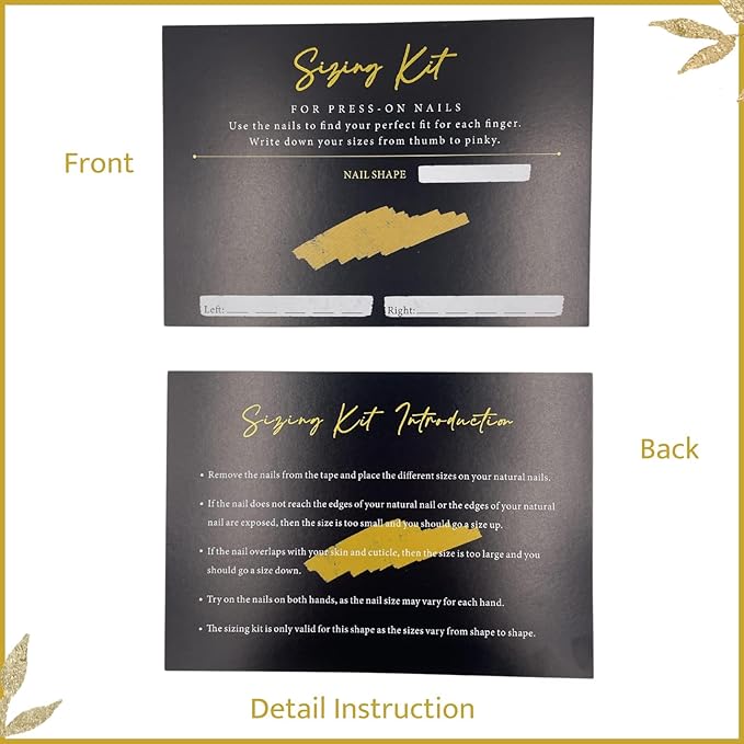 Press On Nail Sizing Card 30 Pack Empty Large Black Gold Postcard Press On Nails Supplies For DIY Sizing Guide False Nails Tips (5 * 7 inch, black&gold)
