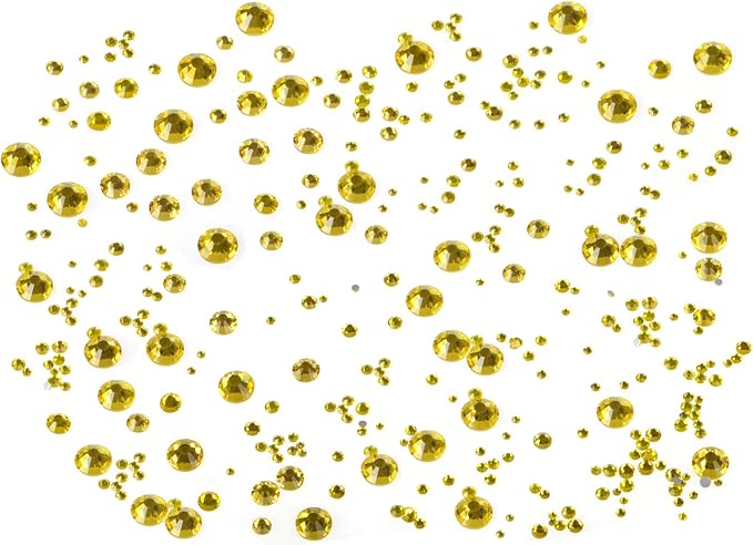 Bymitel 5000 Pieces 6 Mixed Sizes Glue Fix on Glass Rhinestones Round Crystal Gems Flatback for DIY Jewelry Making with one Picking Pen (6-Sizes 5000PCS, Citrine)