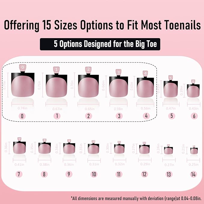 French Tip Toe Nail Press Ons, 180pcs Toenails Sharp Square for Women, Pre-Designed Soft Gel Thick False Toenail Extension, Pink Blue Black French Tip Full Cover Acrylic Nails 15 Sizes