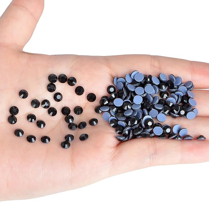 NCB 1440pcs Hotfix Rhinestones Bulk, Clear Rhinestones for Crafts Clothes, Hotfix Crystals DIY Decoration (Black, SS20 4.8mm)