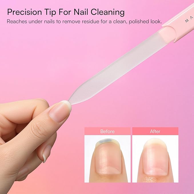 Makartt Nail File: Glass Nail File for Natural Nails - Gentle Crystal Nail Filer, Double-Sided Sandblasted Nail Buffer, Reusable Nail Care Tool for Home Manicure, 1pc Pink