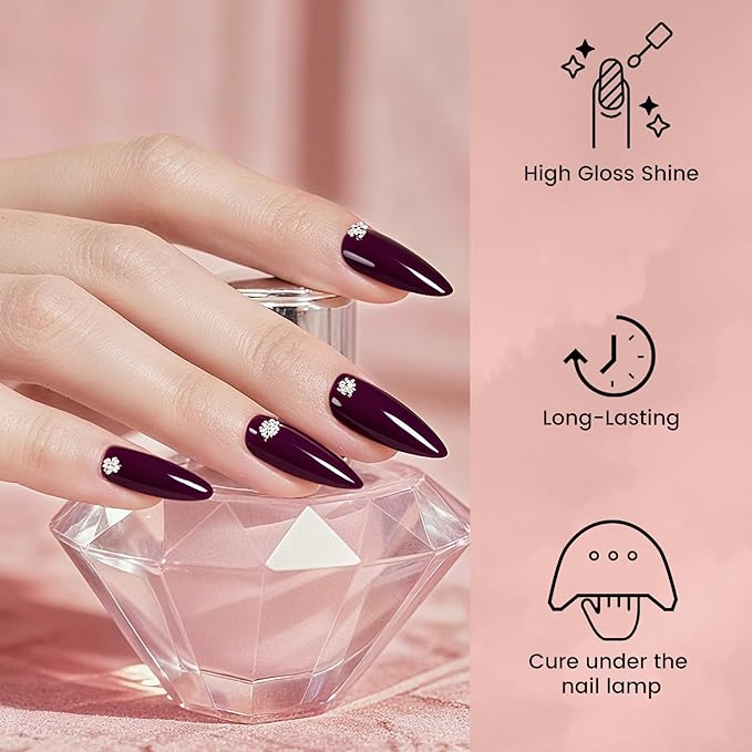 phoenixy 60 Pcs Gel Nail Polish Set, 54 Colors Gel Nail Polish Pink Red Black Base Coat Glossy Matte Glitter Top Coats for Beginner Starter