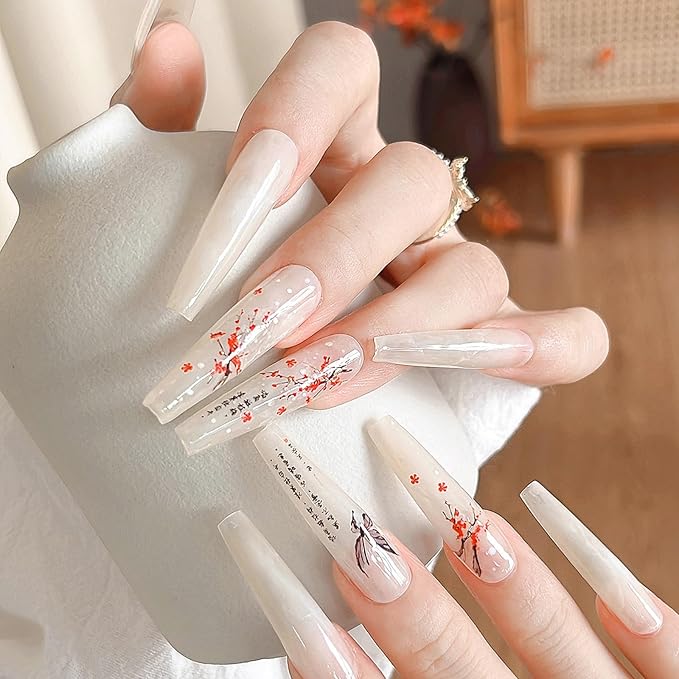 DANNEASY 15 Rolls Nail Art Foil Transfer, Landscape Painting Nail Foil Wraps Bamboo, Flowers, Cranes, Plum Blossoms Stickers Starry Sky Holographic Nail Foils for Women Nails Supplies