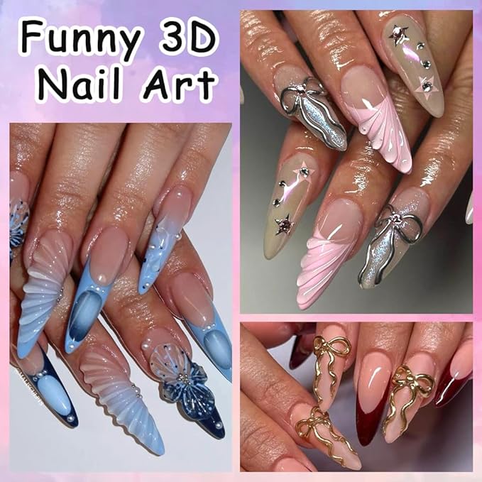 Solid Builder Gel for Nails, 60g Large Capacity Clear Non-Sticky Hand Hard Gel for 3D Nail Art Sculpting Carving Modeling Extension with Nail Forms 3D Silicone Mold Nail Art Salon Home DIY