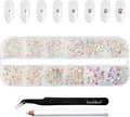 Beadsland Rhinestones for Makeup,8 Sizes 2500pcs Crystal Flatback Rhinestones Face Gems for Nails Crafts with Tweezers and Wax Pencil,Transparent AB,SS4-SS30
