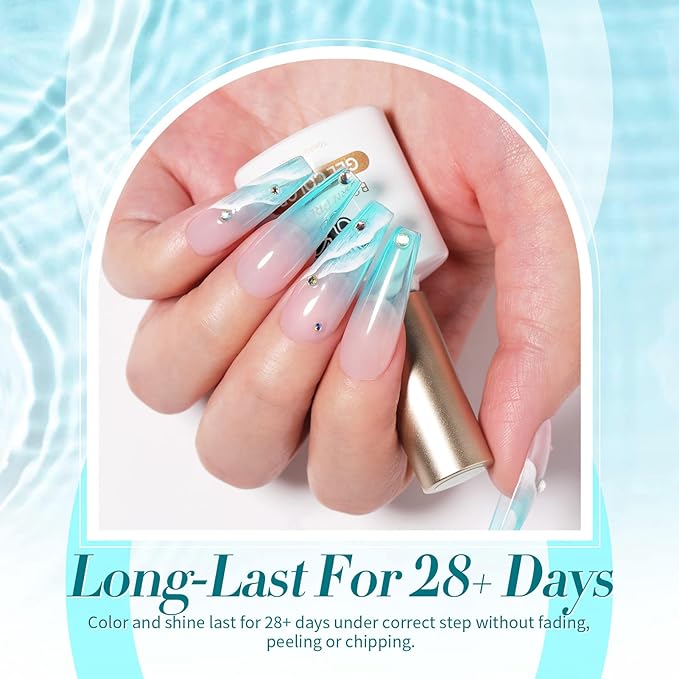 Born Pretty Pastel Jelly Gel Nail Polish Set Spring Summer Easter Gel Polish Crystal Glass Translucent Blue Green Yellow Pink Red Soak Off U v Gel Polish 7ML 6PCS