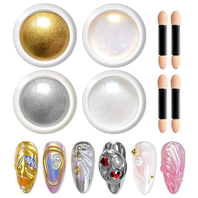 Solid Builder Gel for Nails BISHENGYF: Clear Non-Sticky Hand 3D Sculpting Modeling Carving Hard Gel with Mermaid Holographic Laser Pearl White Pink for Manicure Salon UV Home DIY