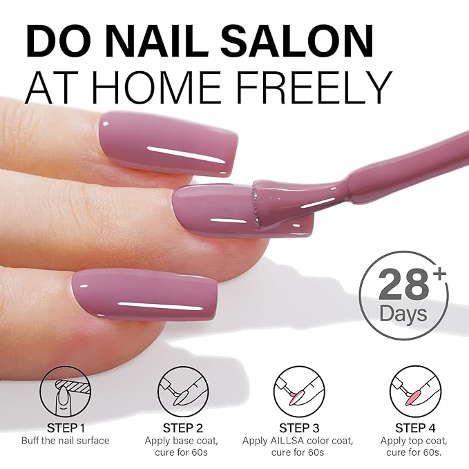 AILLSA Mauve Gel Nail Polish Dusty Pink Gel Polish Nude Rose Nail Polish Light Purple Natural Nails Prune Color Fall Winter Soak Off U V Nail Art Holiday Gift For Women 0.51 Fl Oz
