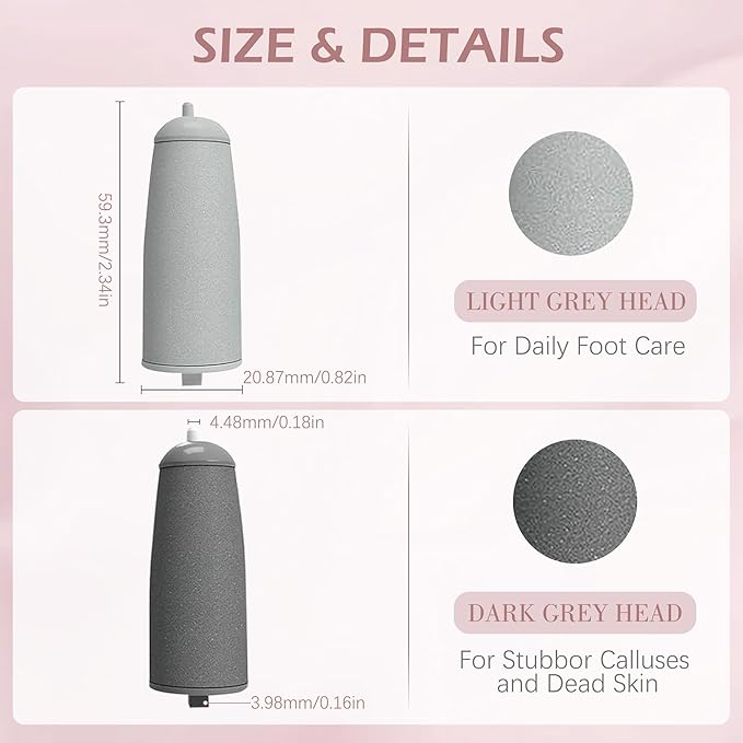 Glowelle Pedicures Replacement Heads for Flaweless Pedi Electric Foot File Replacements Bits, Electric Callus Remover Grinders Replacement Roller Heads (Fit Most Similar Model)