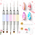 Beetles Nail Art Brushes Set 7 Pcs Double-ended Nail Art Brushes Kit Gel Polish Design Pen Liner Brush Petal Painting Brush Oval Brush Flat Brush Gradient Brush Dotting Pen Gifts for Women