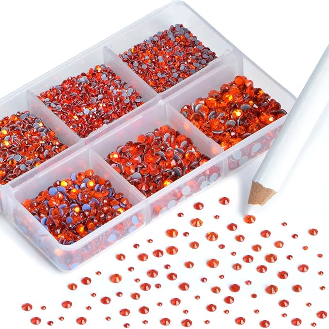 NCB Hotfix Iron on 8000pcs Crystal Rhinestones Round Gem for Crafts Decoration DIY Jewelry Making with a Picking Pen (Hyacinth, 6Sizes SS3-SS12)