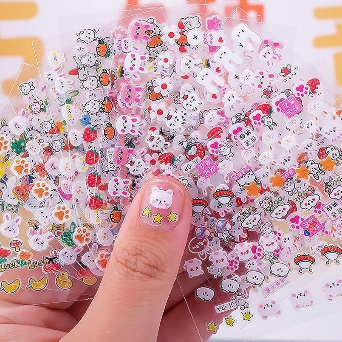 30 Sheets Easter Nail Art Stickers Rabbit Nail Sticker 3D Self-Adhesive Nail Decals Cute Cartoon Bunny Egg Nail Art Design for Women Nails Art Decorations Manicure Accessories