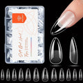 modelones Medium Almond Nail Tips, Pre-shaped Soft Gel Tips Fake Nails False Acrylic Clear Full Cover Press on Extension Kit Gel Manicure DIY at Home 216PCS 12Sizes