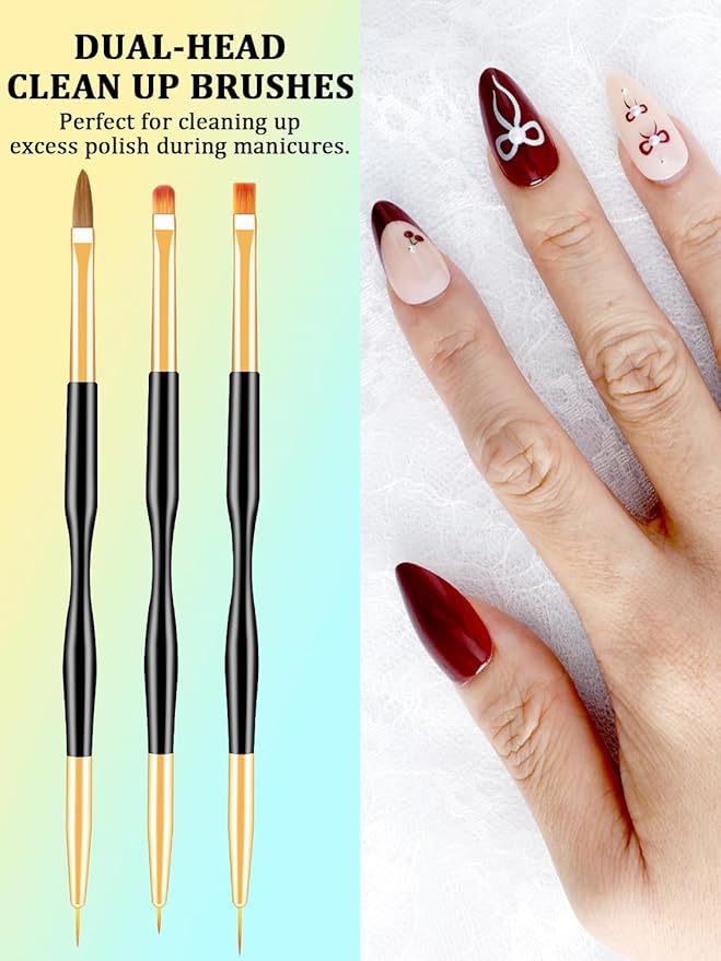 33PCS Nail Art Brushes Set, Nail Art Tools, Nail Design Tools with Gel Nail Brush, French Tip Tool Liner Brushes, Dotting Tools, Builder Gel Brush, Nail Tech Beginners Must Haves Stuff Supplies