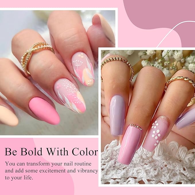 MTSSII Nude Glitter Gel Nail Polish Set 8Pcs Purple Pink Neutral Gel Polish Pastel Pink Tones Gold Beige Rose Soak off Uv Led Gel Polish Kit Gift for Girls Nail Polish