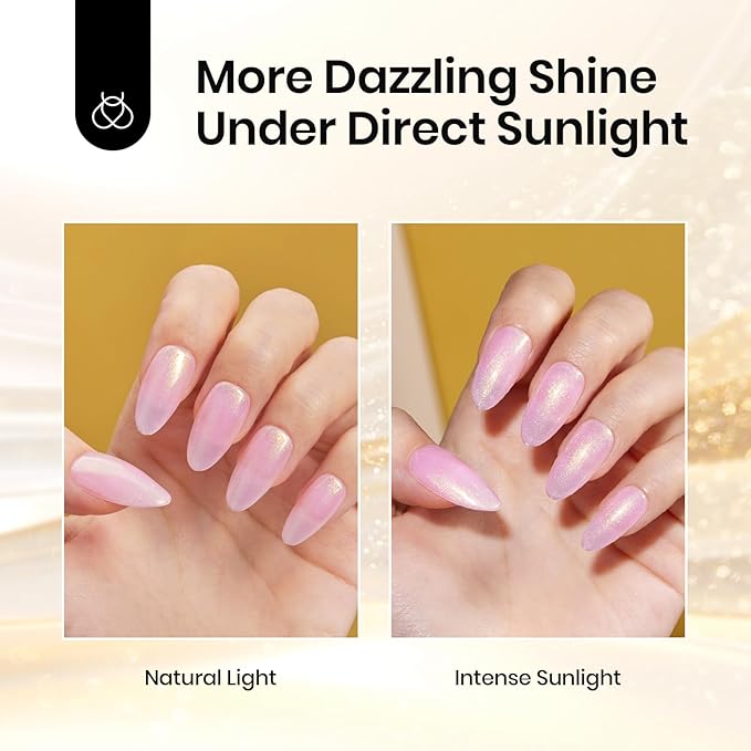 Beetles Hema Free Glitter Gel Top Coat for French Tip Press on Nails Pearl Shimmer Glitter Green 2-IN-1 No Wipe Top Coat, Long Lasting Soak Off Top Coat 15ml