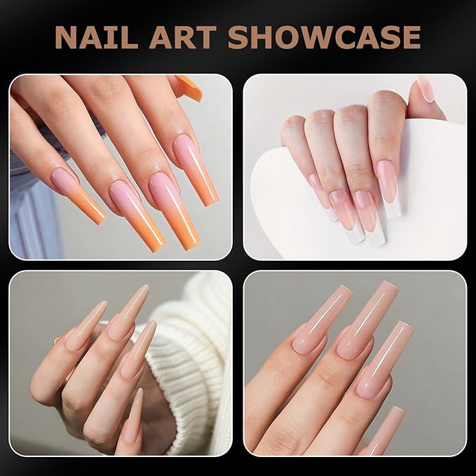 Sandwich Nails Dual Forms,280Pcs Long Square Reusable Nail Extension Forms with Silicone Polygel Stick,Easy Demolding & Intuitive Operation for DIY & Professional Use