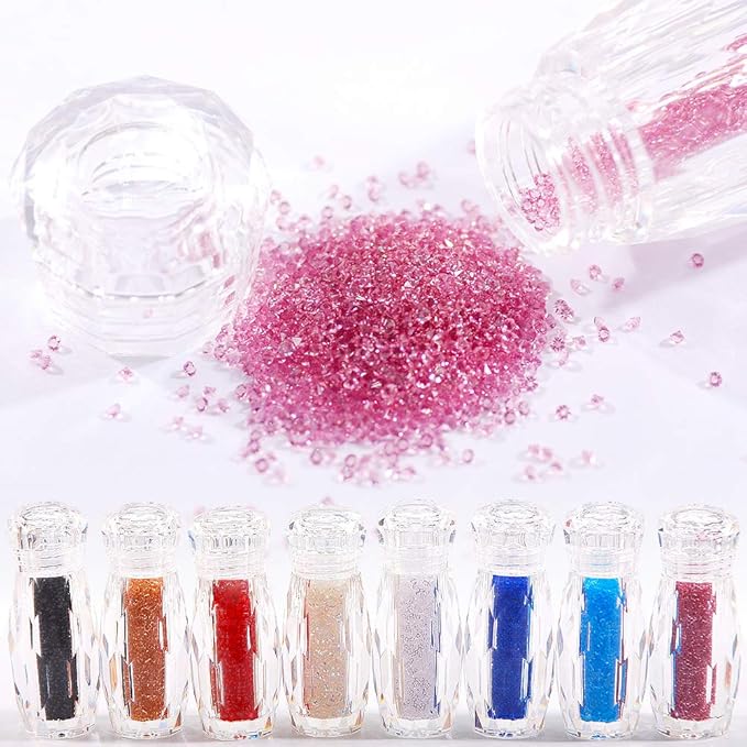 24000Pcs Of Mini Glitter Caviar Micro Crystal Beads 3D Nail Art Rhinestone Decorations DIY Manicure Accessories (diamond)